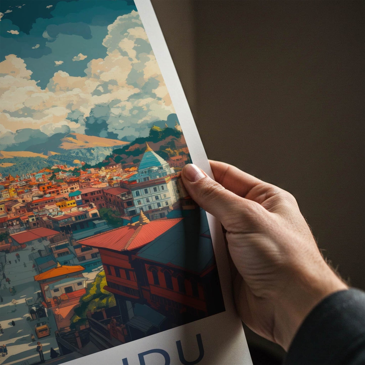 Kathmandu Poster - Nepal Travel Art - Historic Temple Cityscape Home Decor