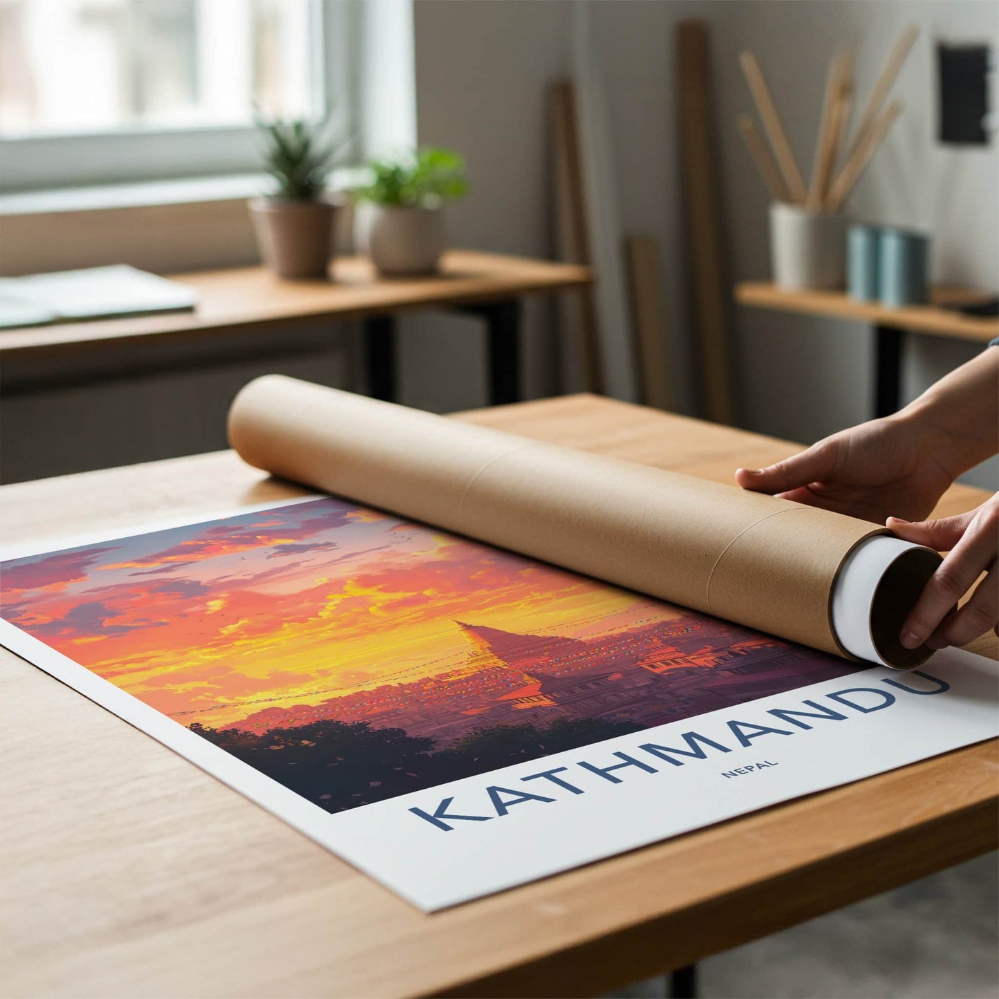 Kathmandu Poster - Nepal Travel Art - Vibrant City Sunset Home Decor