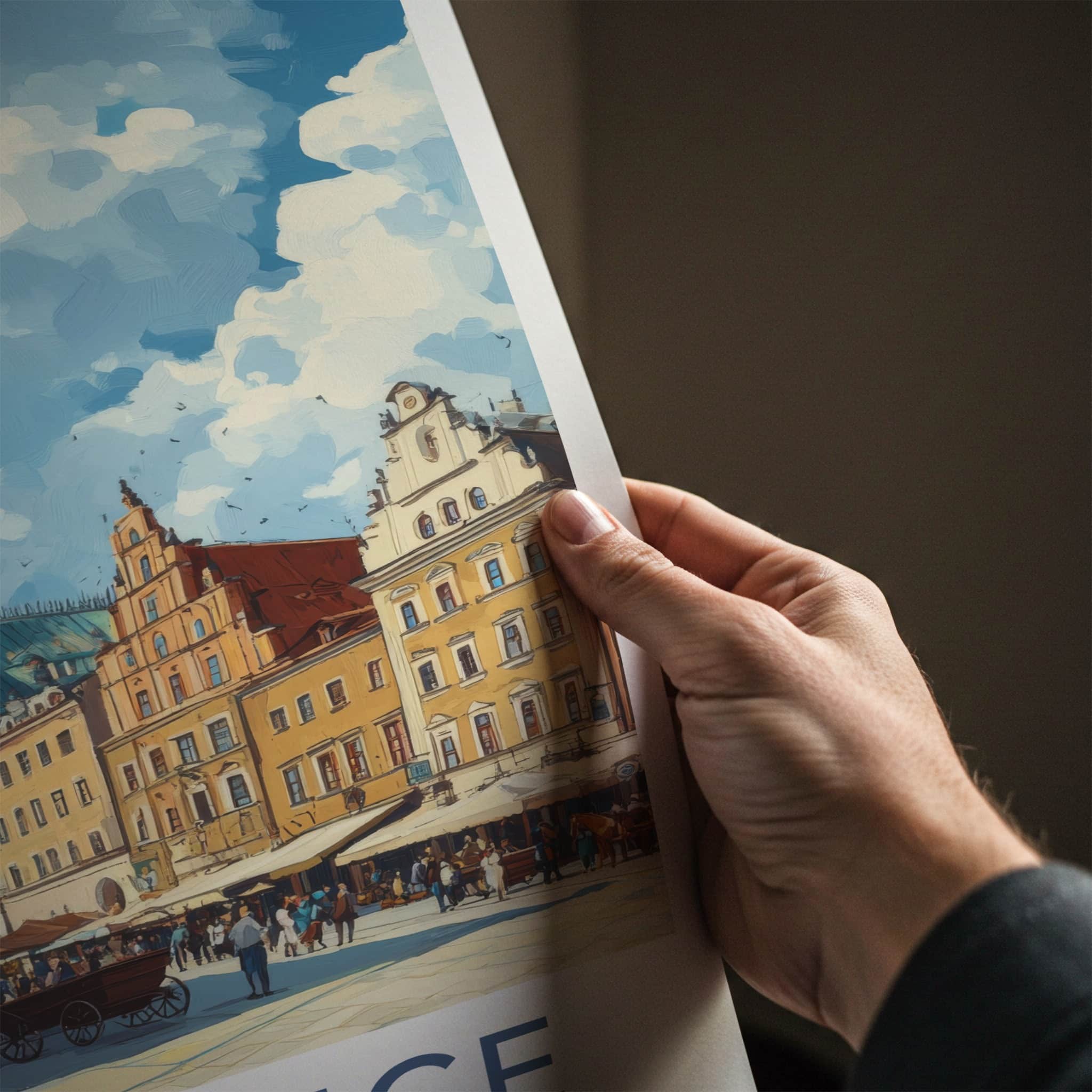 Katowice Poster - Poland Travel Art - Bustling Market Square Wall Decor