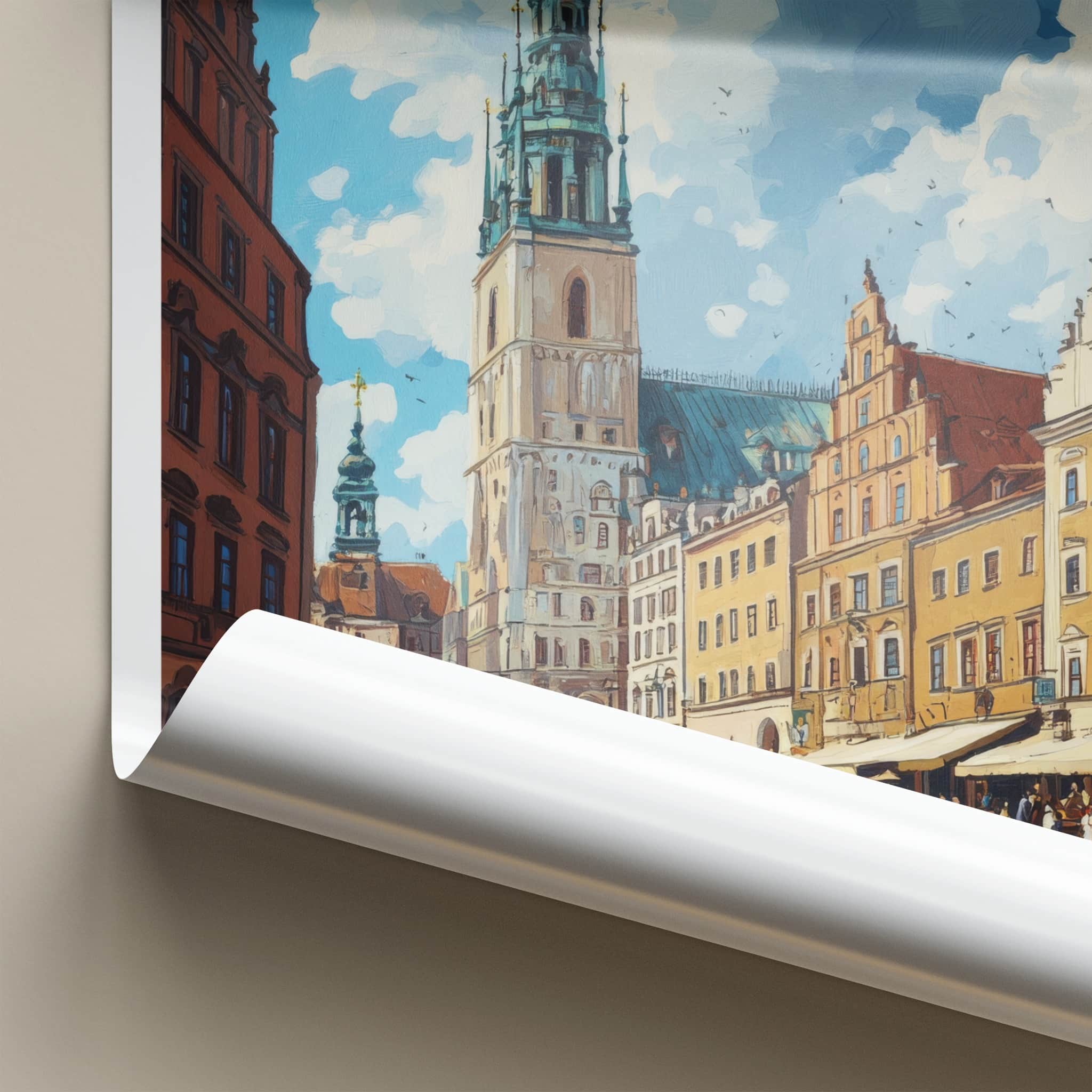 Katowice Poster - Poland Travel Art - Bustling Market Square Wall Decor