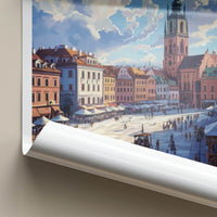 Katowice Poster - Poland Travel Art - Lively Town Square Home Decor