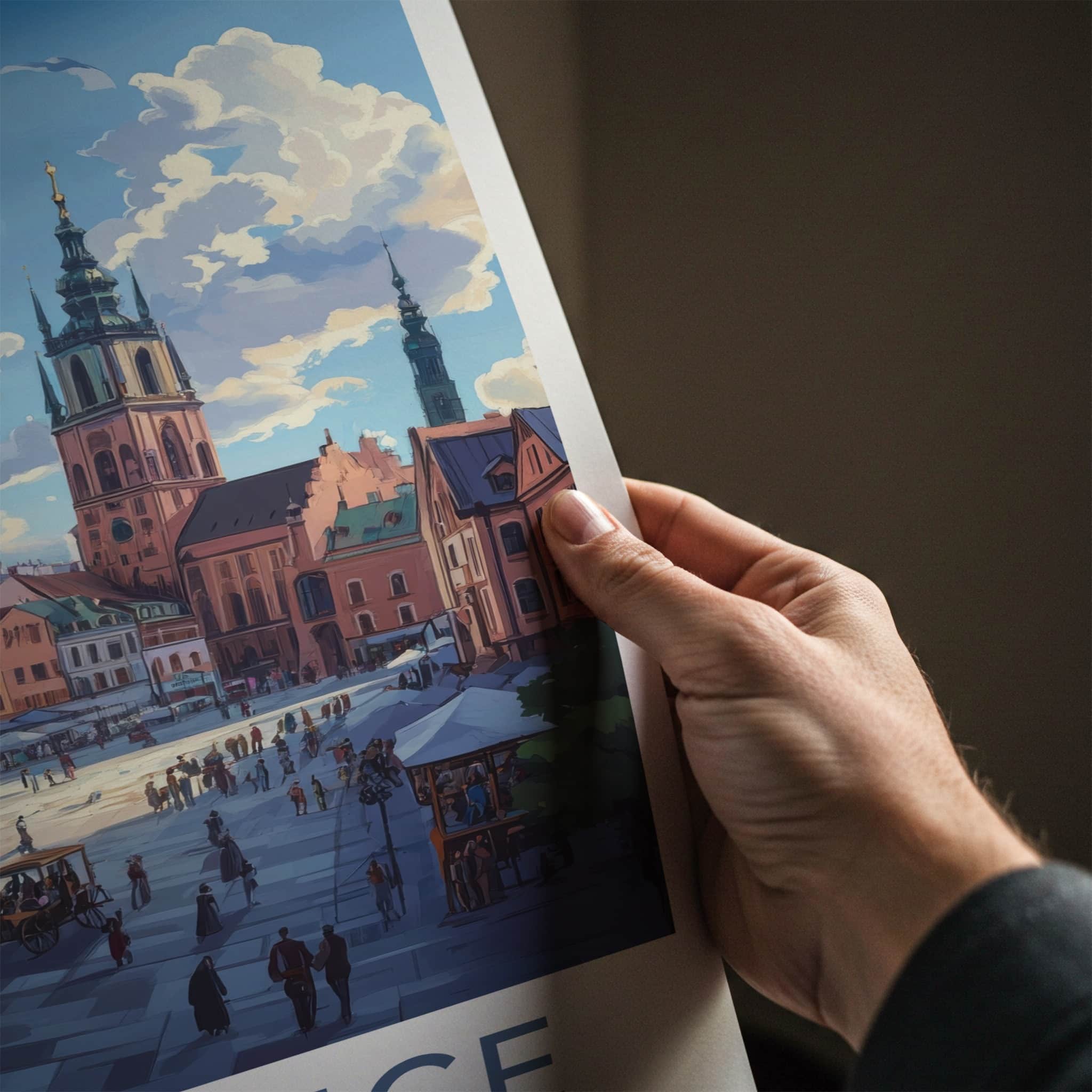 Katowice Poster - Poland Travel Art - Lively Town Square Home Decor