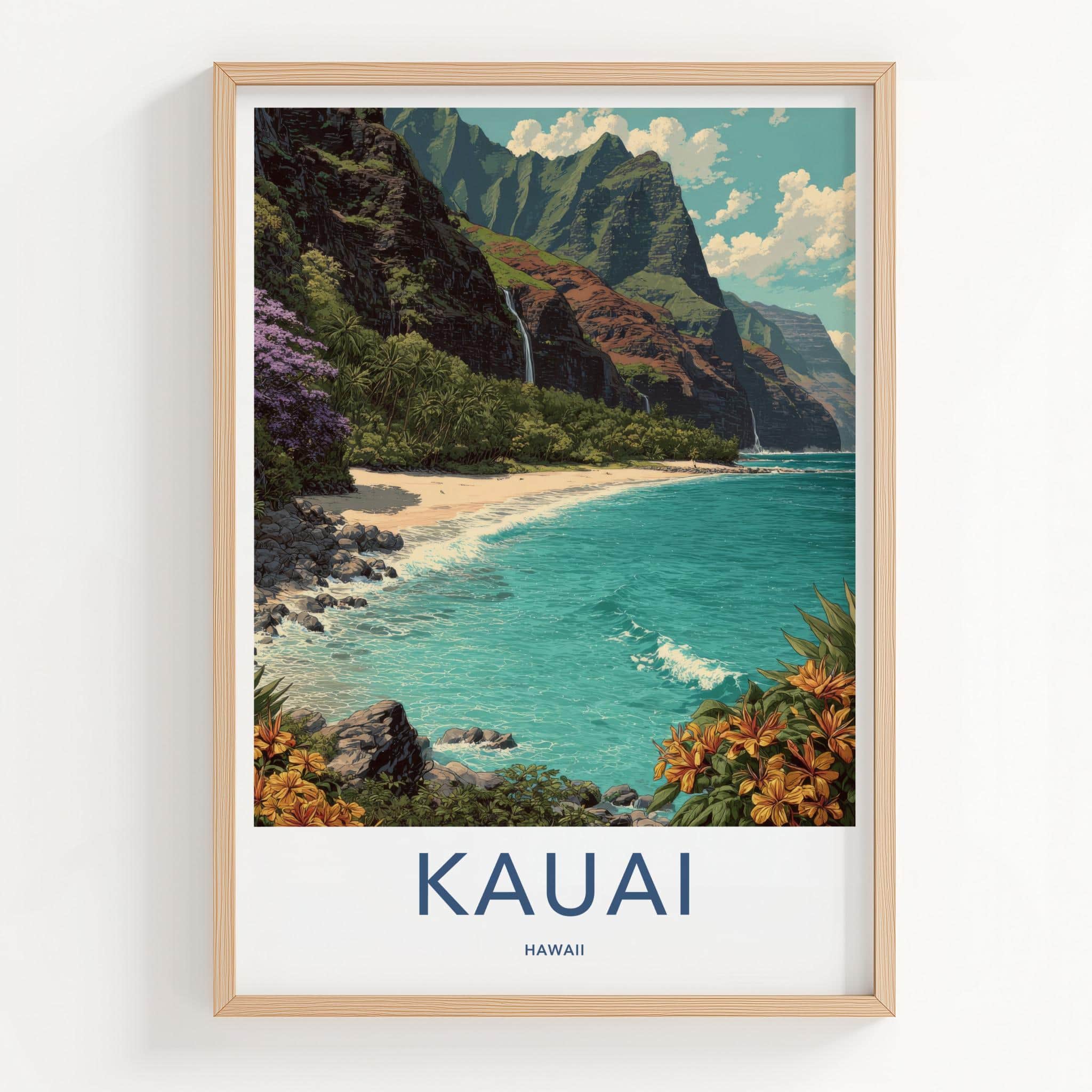 Kauai Poster - Hawaii Framed Print - Lush Mountain Beach Framed Decor