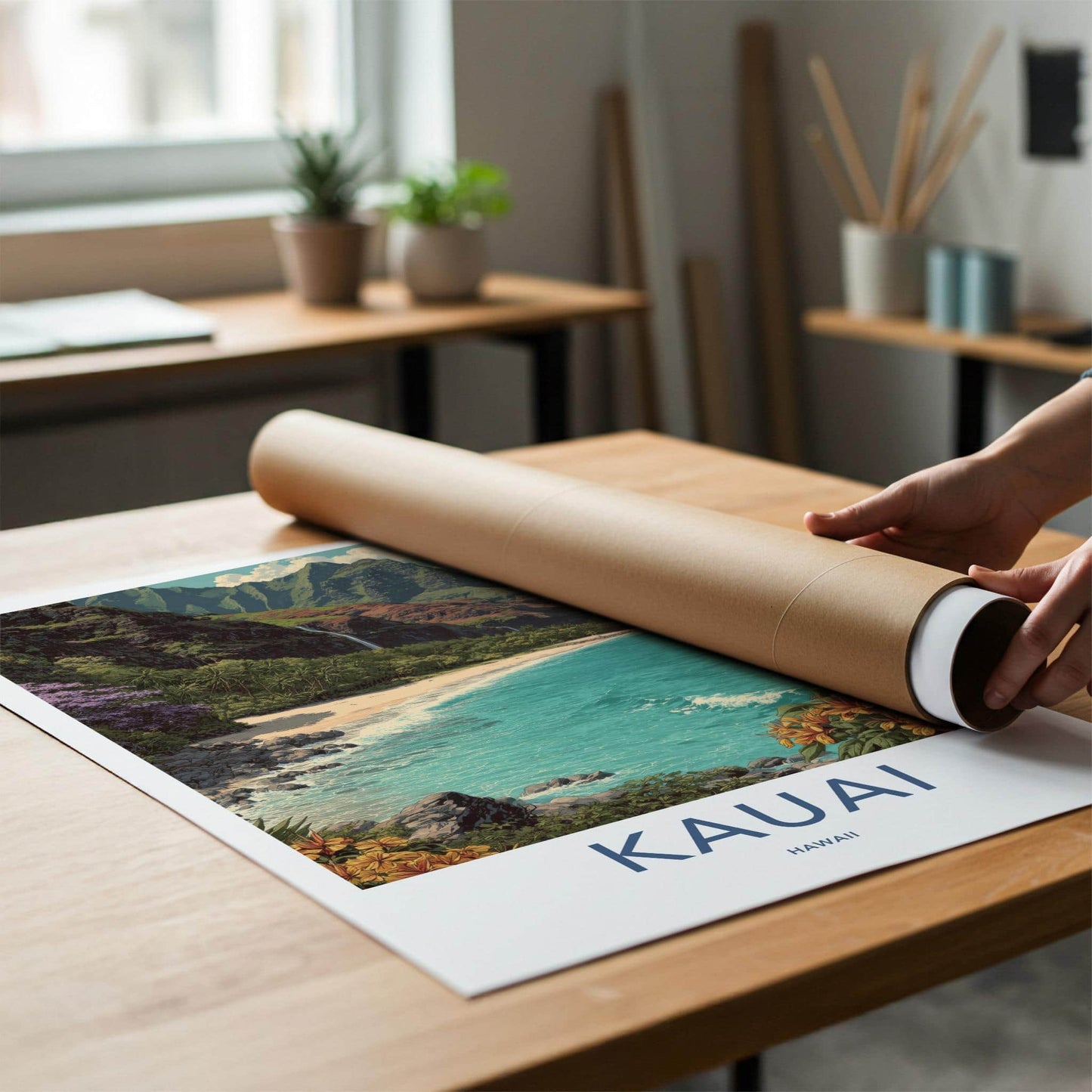 Kauai Poster - Hawaii Framed Print - Lush Mountain Beach Framed Decor