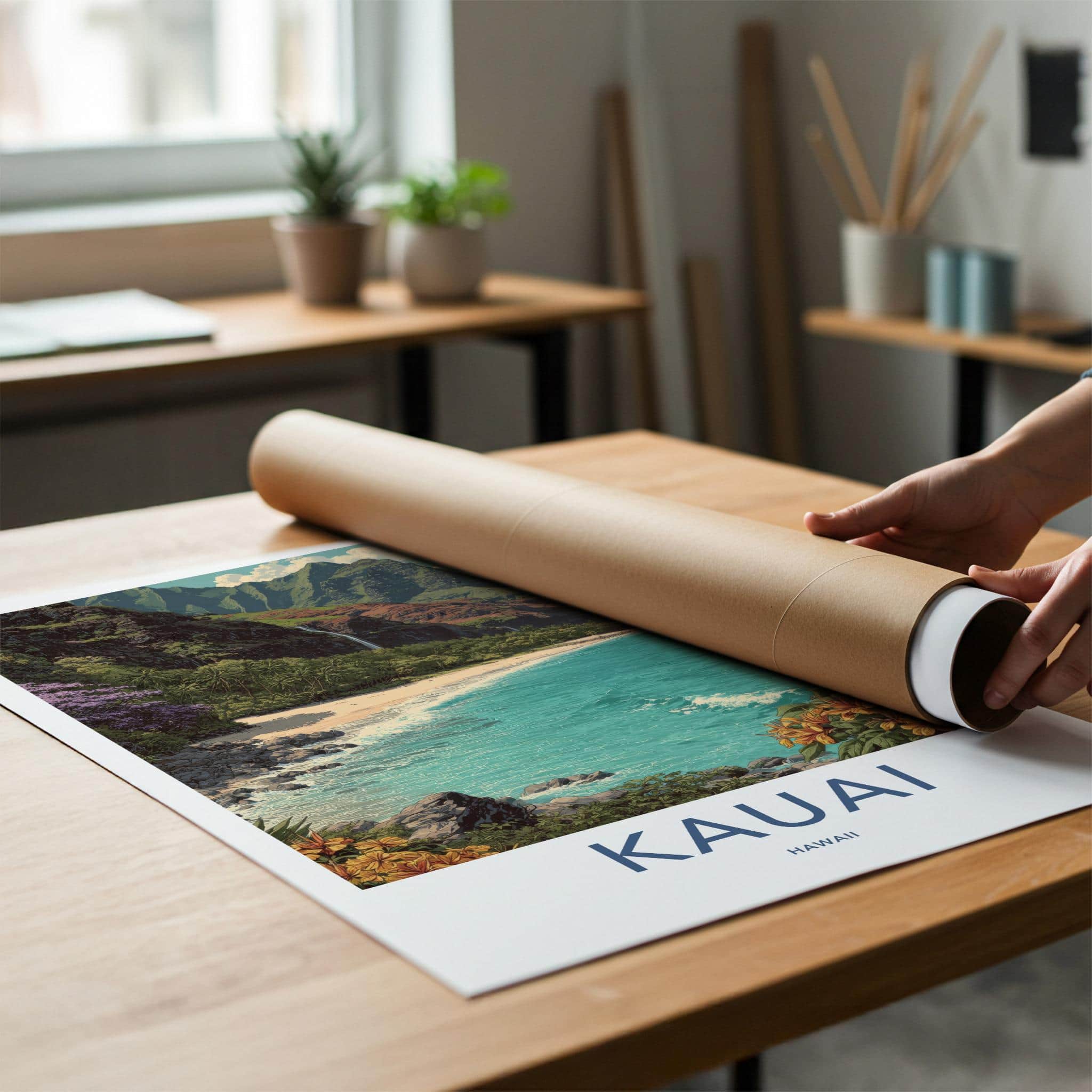 Kauai Poster - Hawaii Framed Print - Lush Mountain Beach Framed Decor