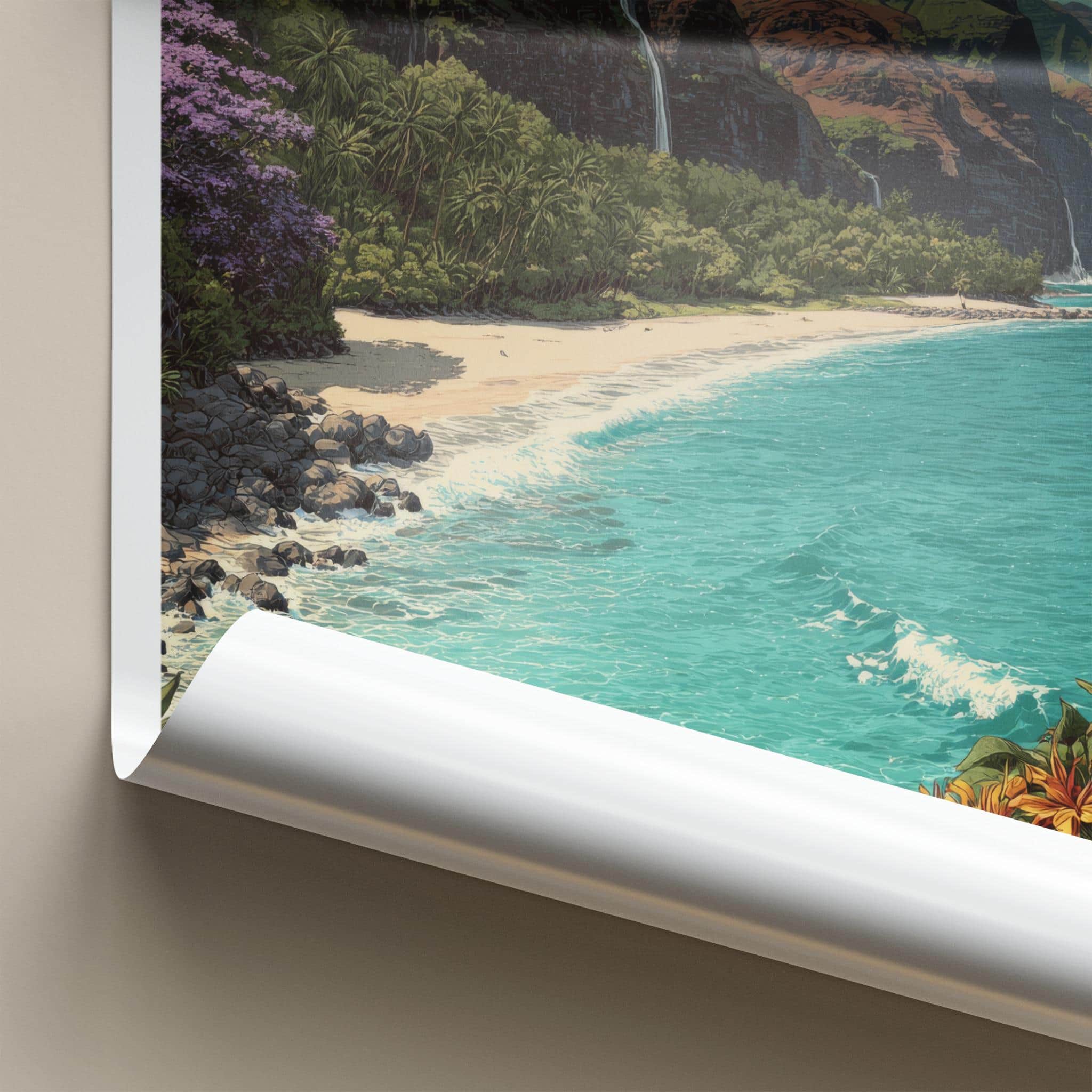 Kauai Poster - Hawaii Framed Print - Lush Mountain Beach Framed Decor