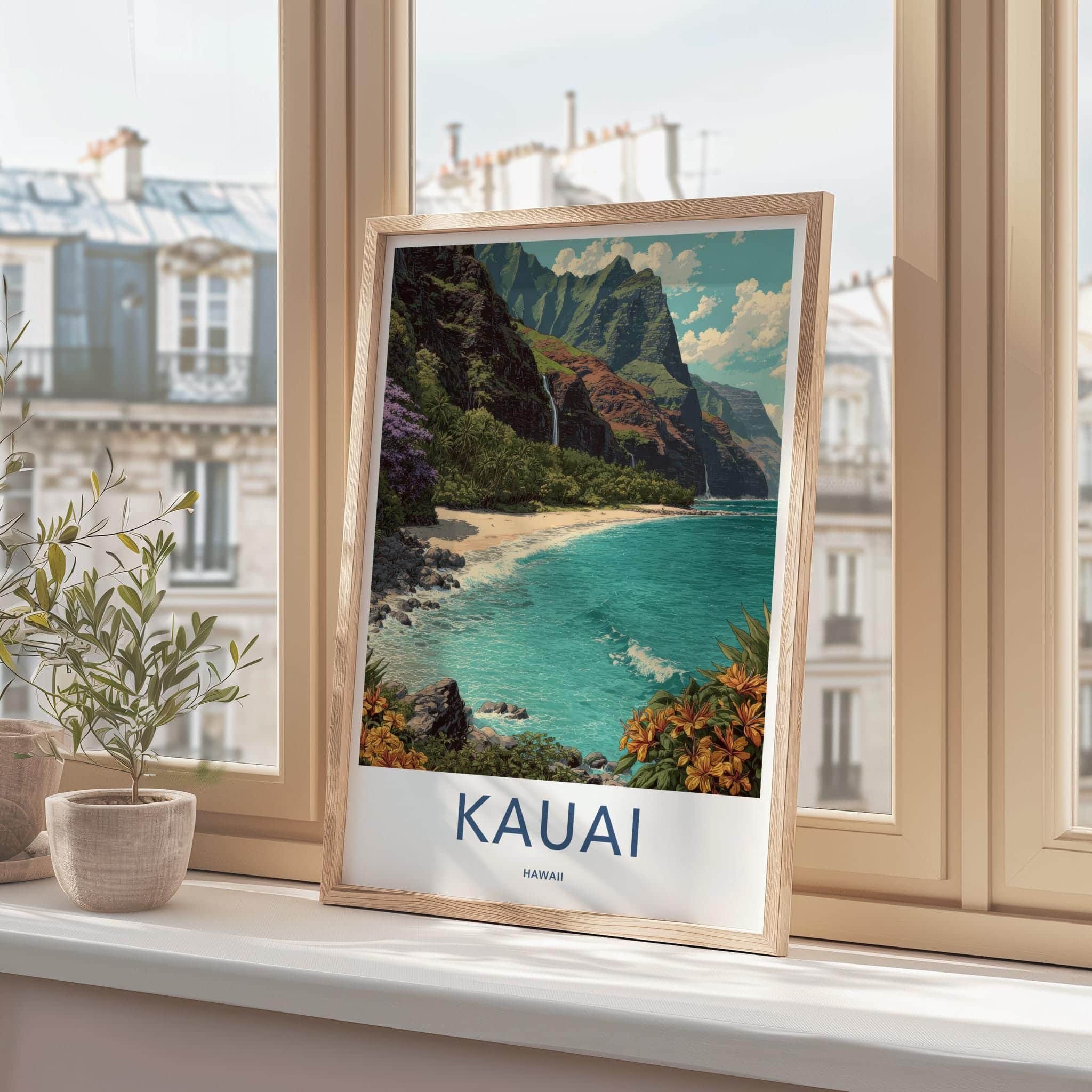 Kauai Poster - Hawaii Framed Print - Lush Mountain Beach Framed Decor