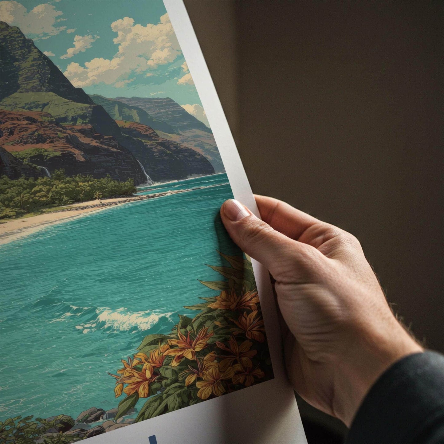 Kauai Poster - Hawaii Framed Print - Lush Mountain Beach Framed Decor