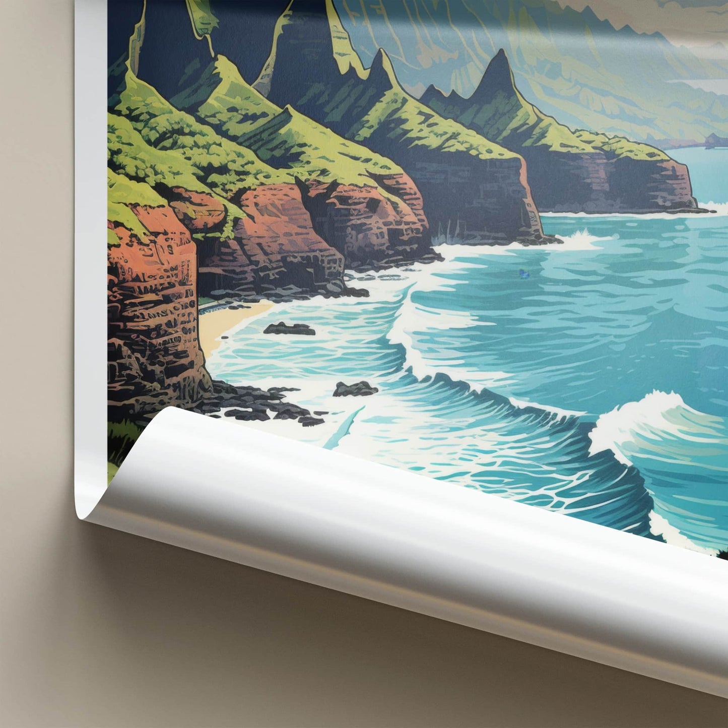 Kauai Poster - Hawaii Travel Art - Lush Tropical Coast Home Decor