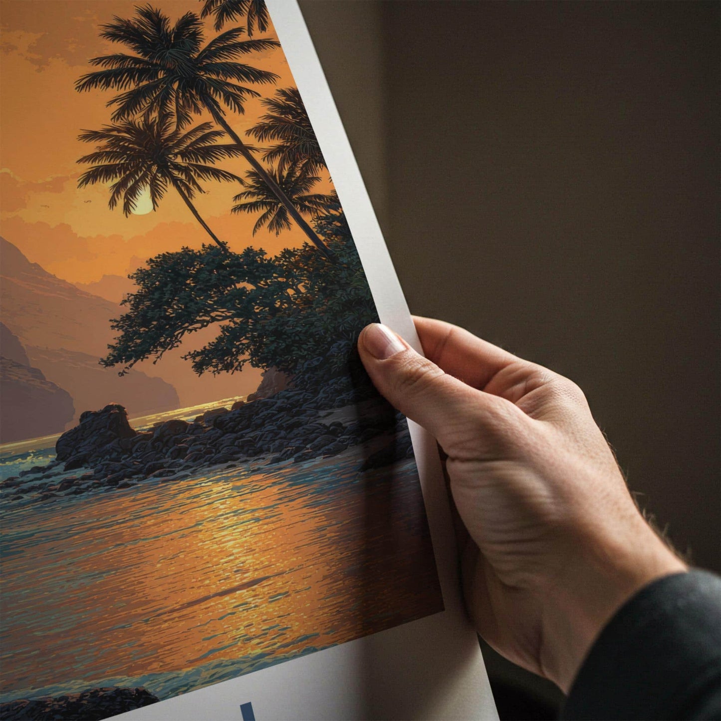 Kauai Poster - Hawaii Travel Art - Sunset Tropical Beach Home Decor