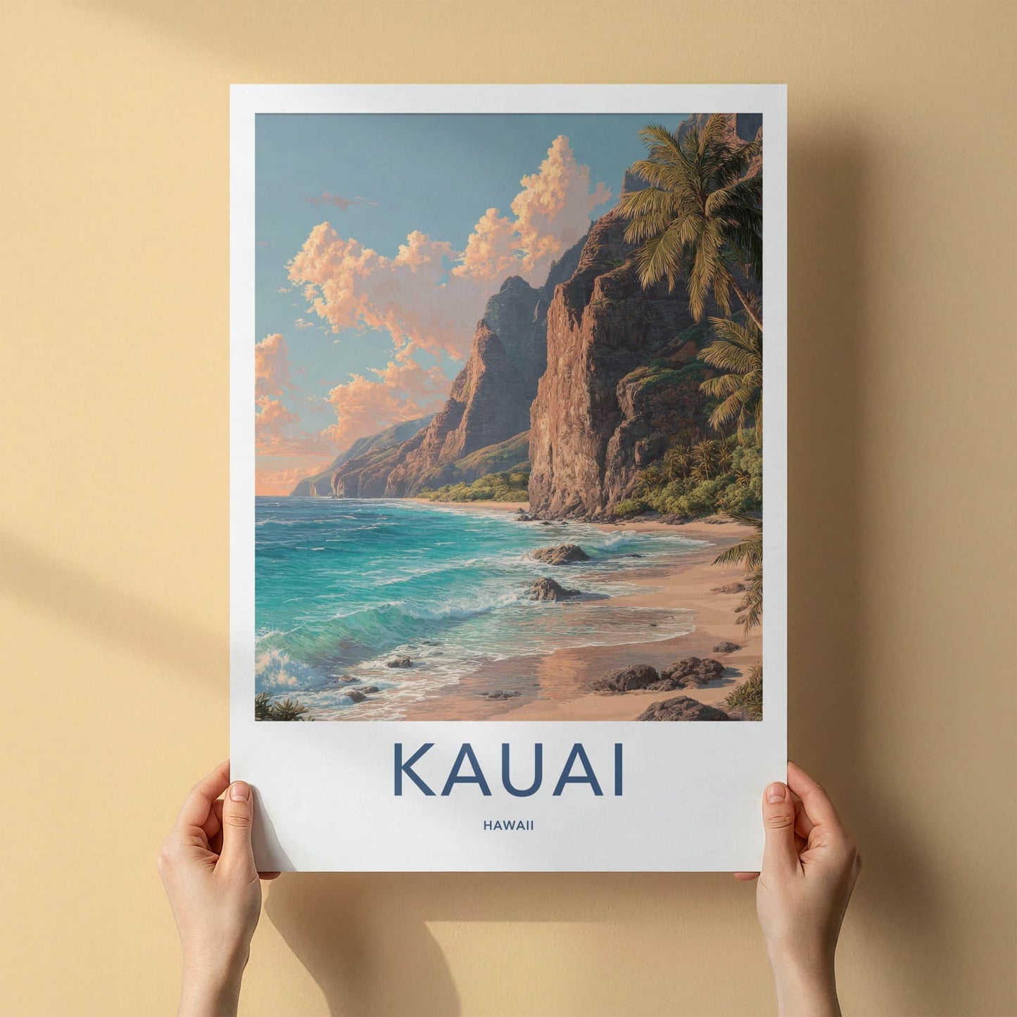 Kauai Poster - Hawaii Wall Art - Coastal Cliffs Ocean Home Decor