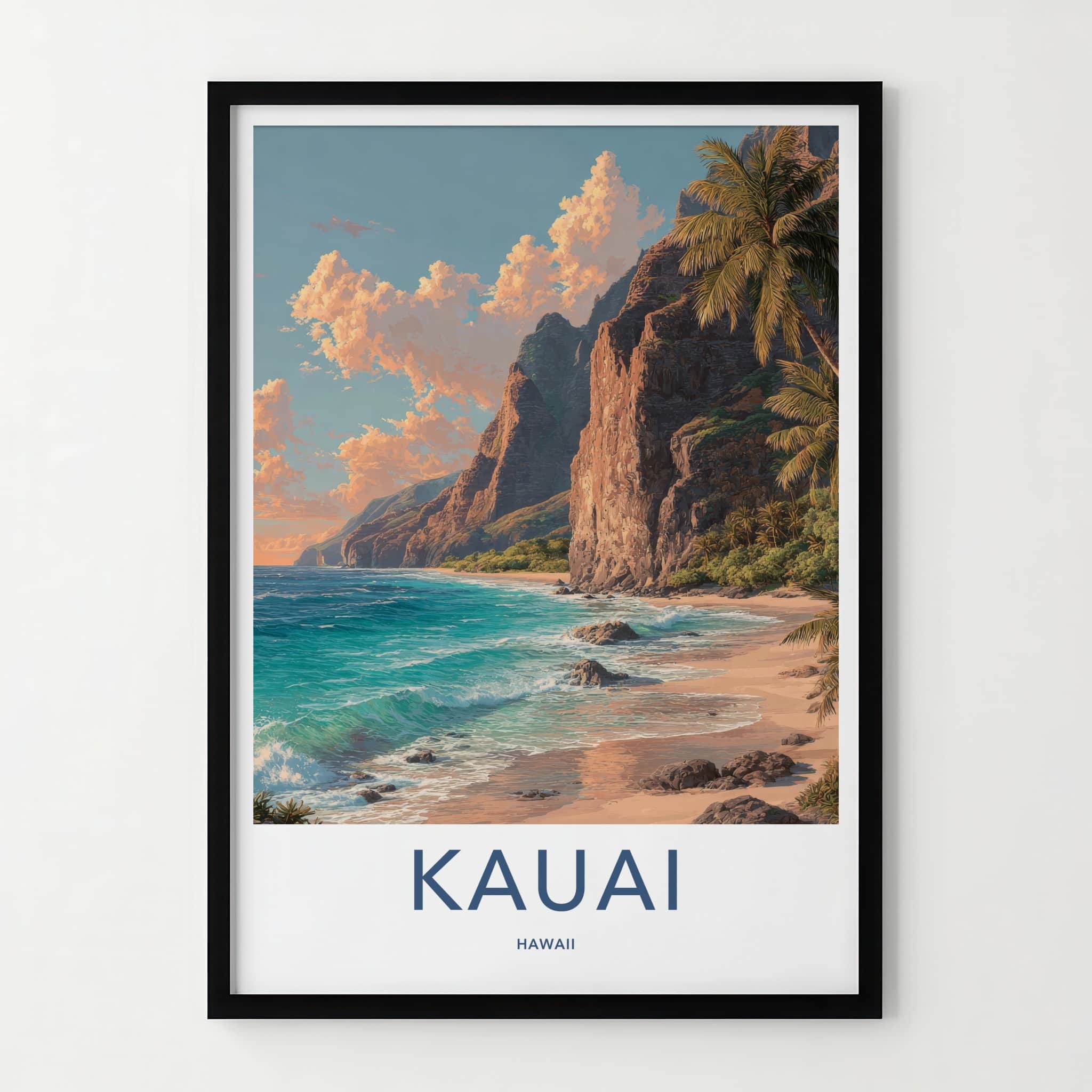 Kauai Poster - Hawaii Wall Art - Coastal Cliffs Ocean Home Decor