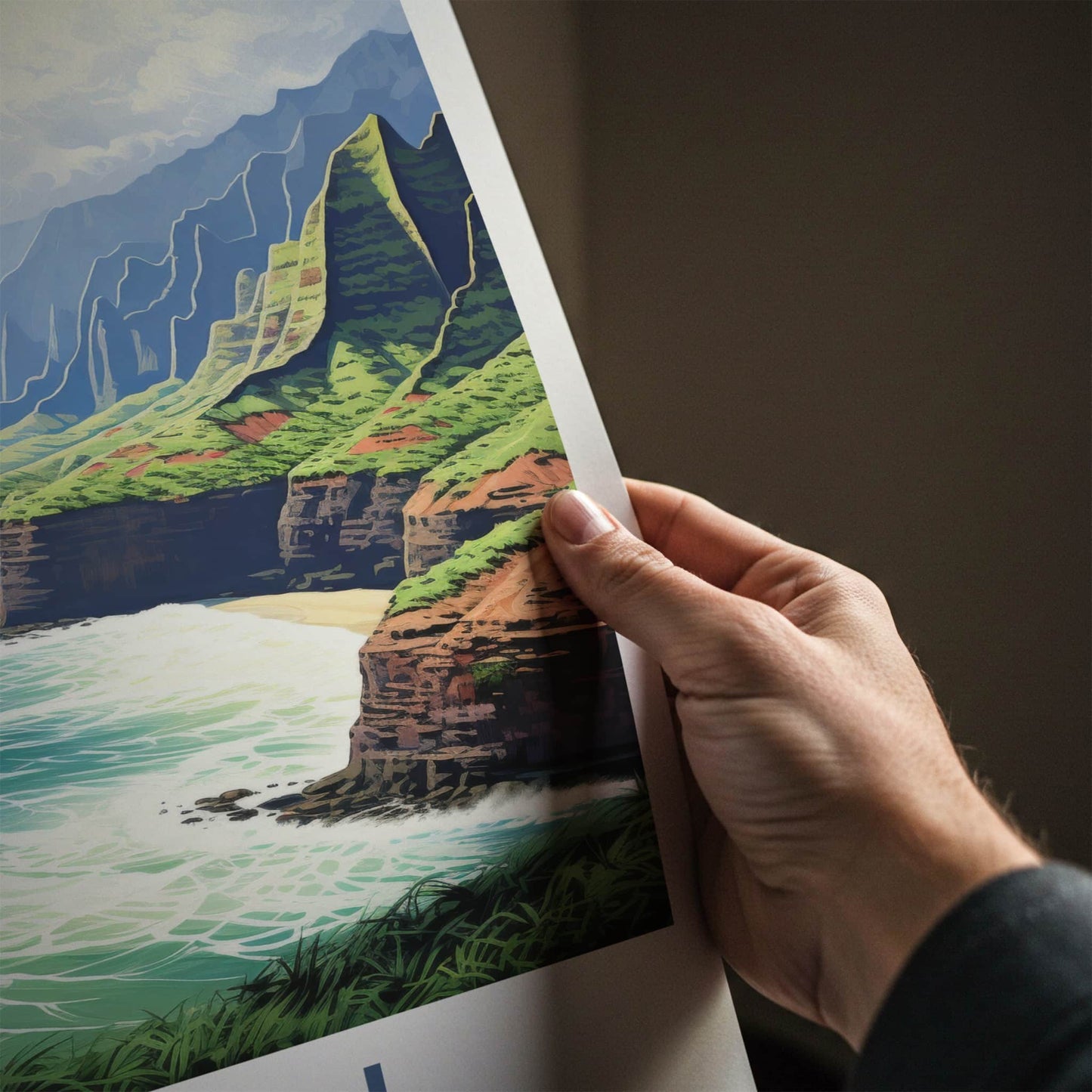 Kauai Poster - Hawaii Wall Art - Verdant Sea Cliffs Home Decor
