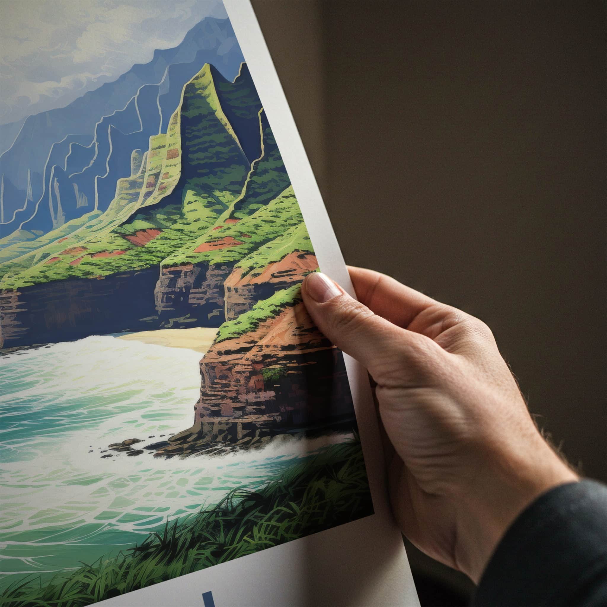Kauai Poster - Hawaii Wall Art - Verdant Sea Cliffs Home Decor