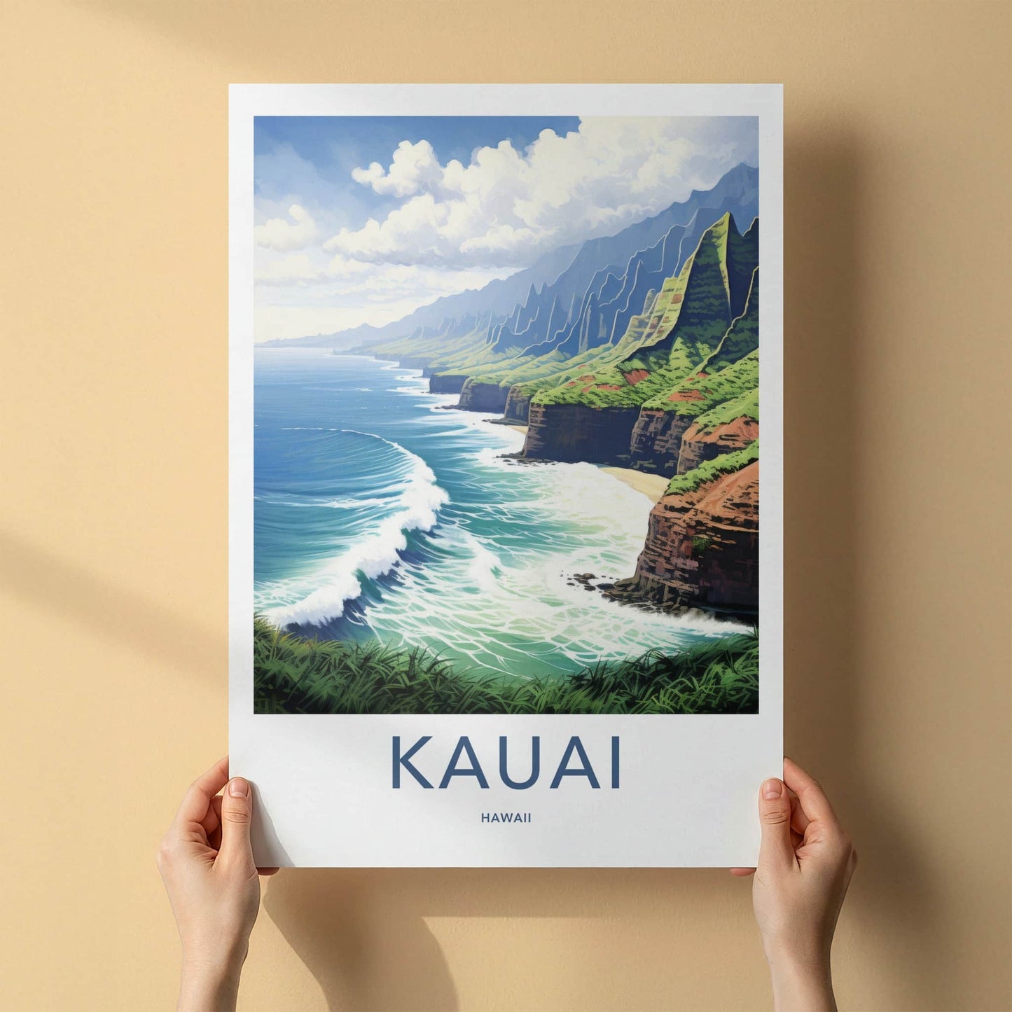 Kauai Poster - Hawaii Wall Art - Verdant Sea Cliffs Home Decor