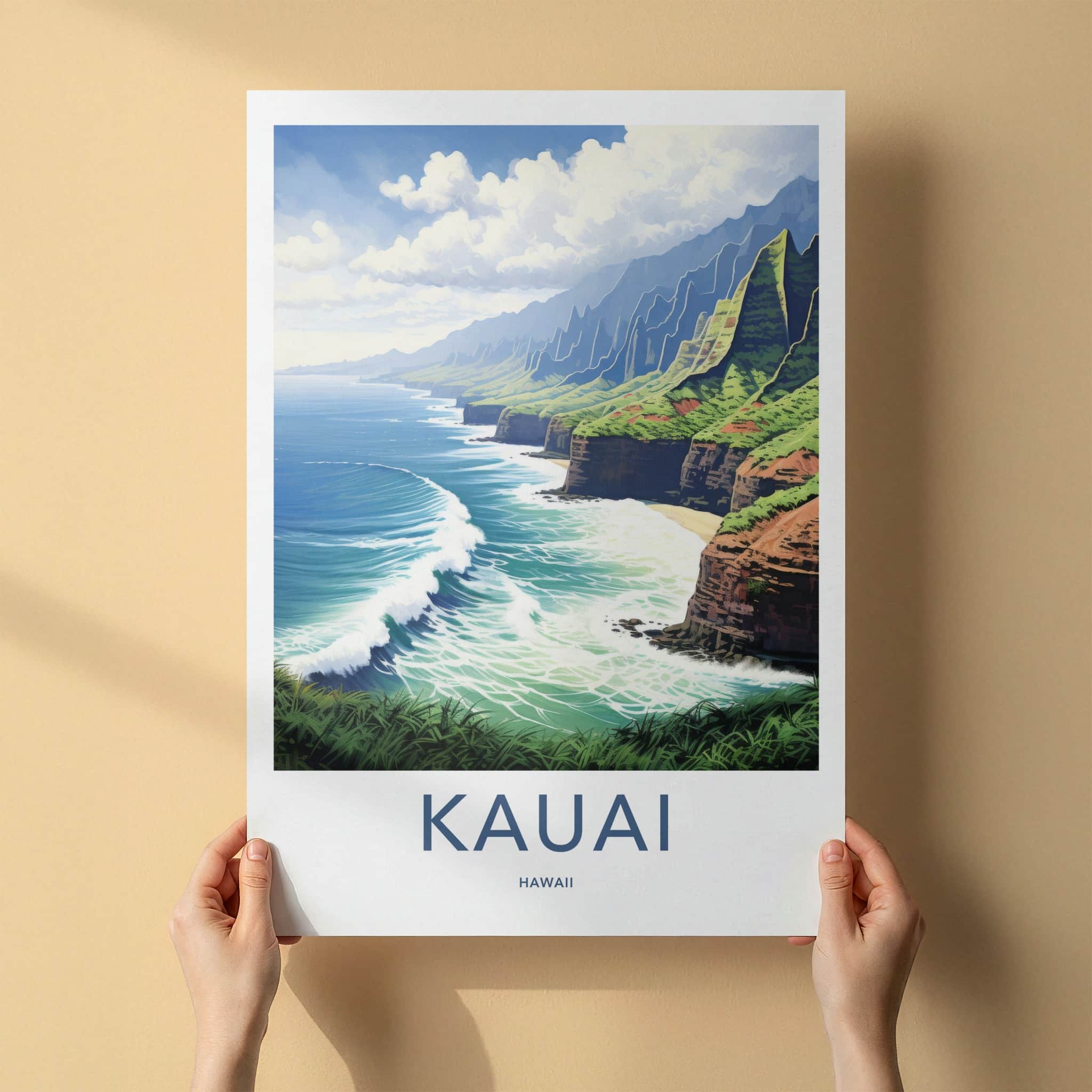 Kauai Poster - Hawaii Wall Art - Verdant Sea Cliffs Home Decor