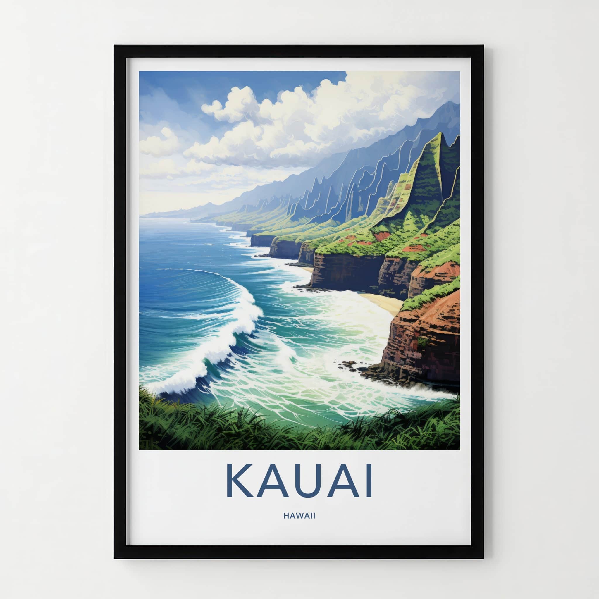 Kauai Poster - Hawaii Wall Art - Verdant Sea Cliffs Home Decor