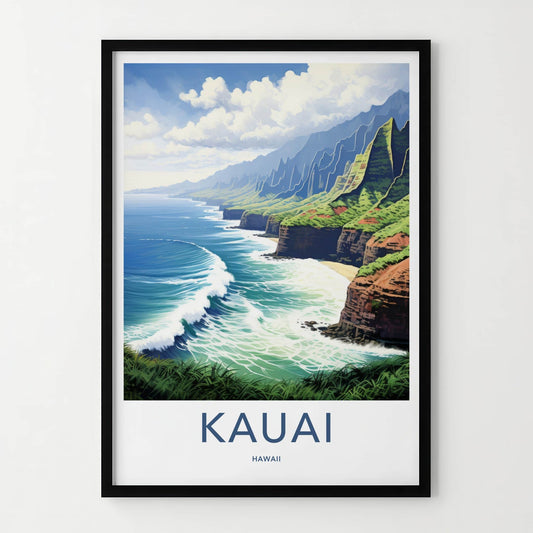 Kauai Poster - Hawaii Wall Art - Verdant Sea Cliffs Home Decor