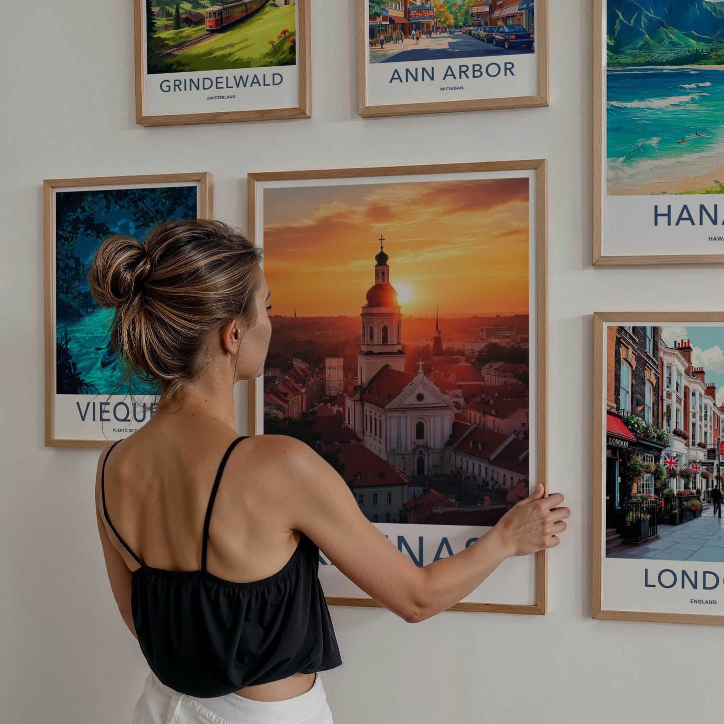 Kaunas Poster - Lithuania Travel Art - Golden Hour Cityscape Home Decor