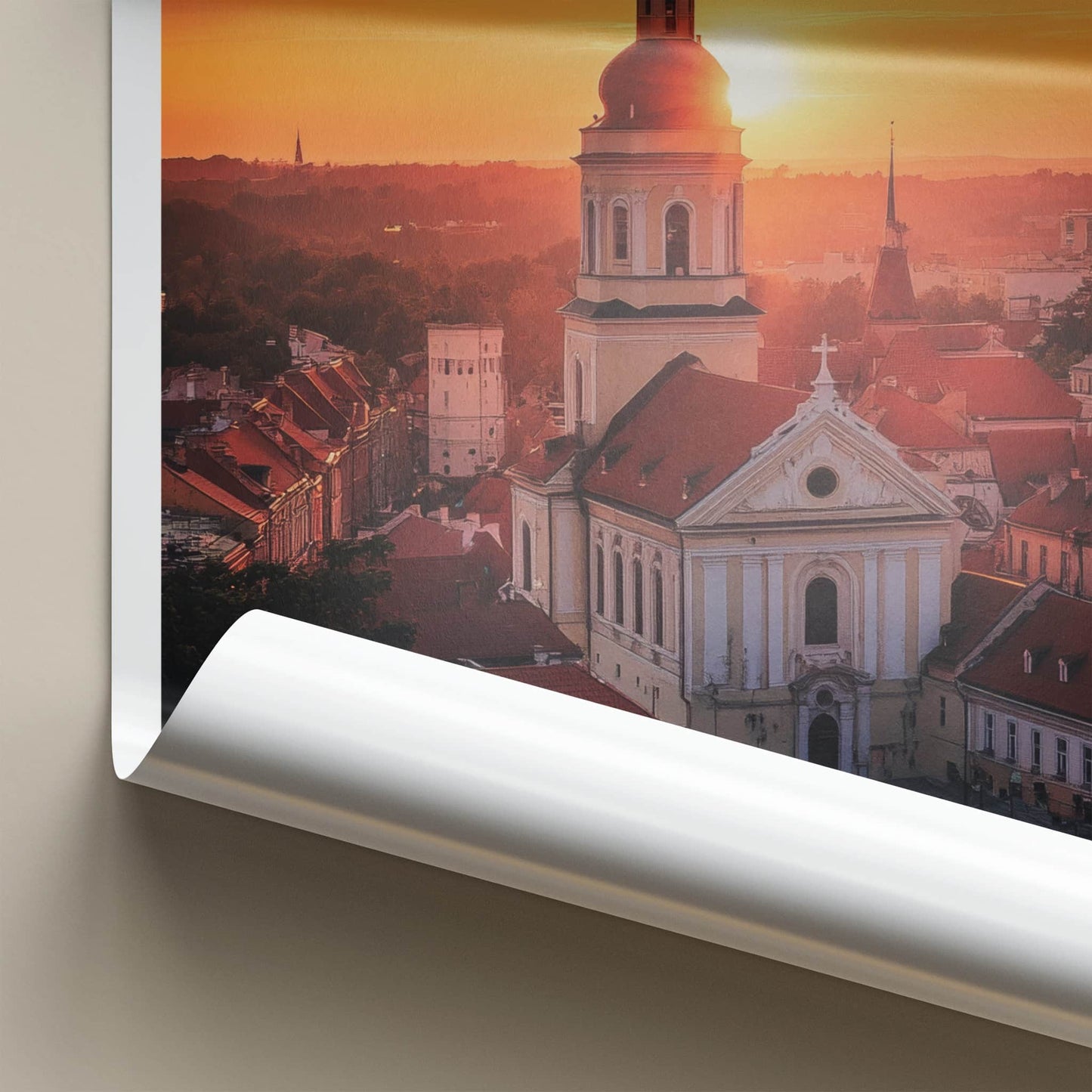 Kaunas Poster - Lithuania Travel Art - Golden Hour Cityscape Home Decor