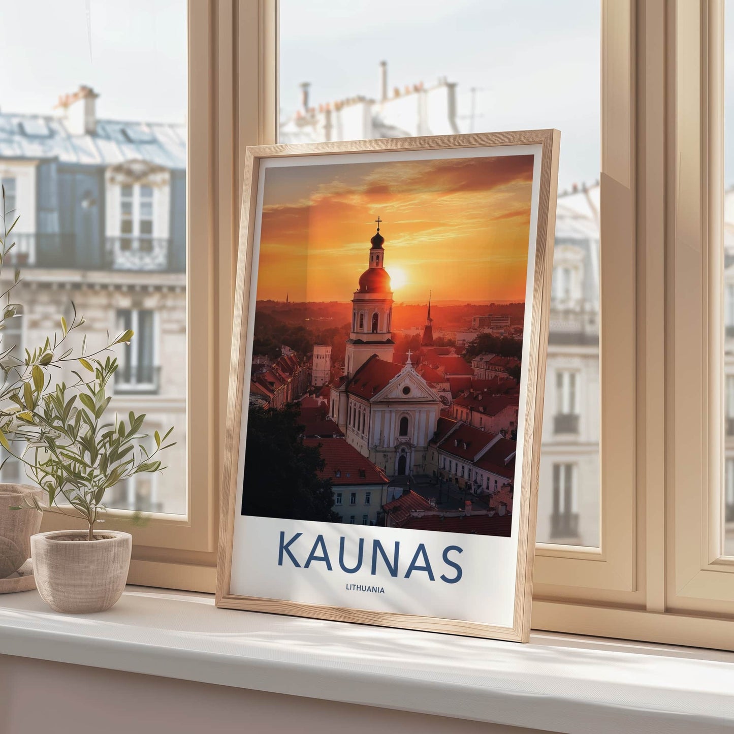 Kaunas Poster - Lithuania Travel Art - Golden Hour Cityscape Home Decor