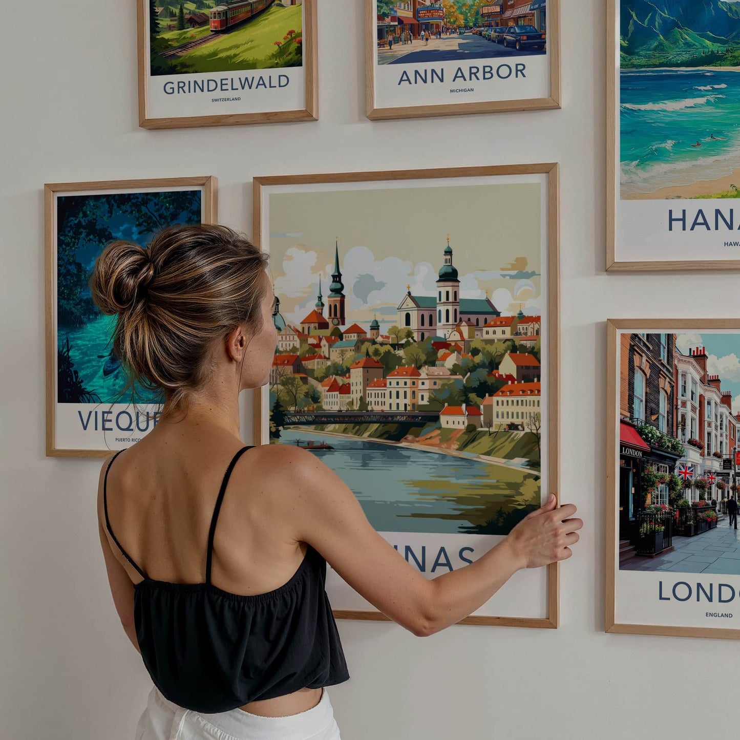 Kaunas Poster - Lithuania Travel Art - Historic City River Home Decor