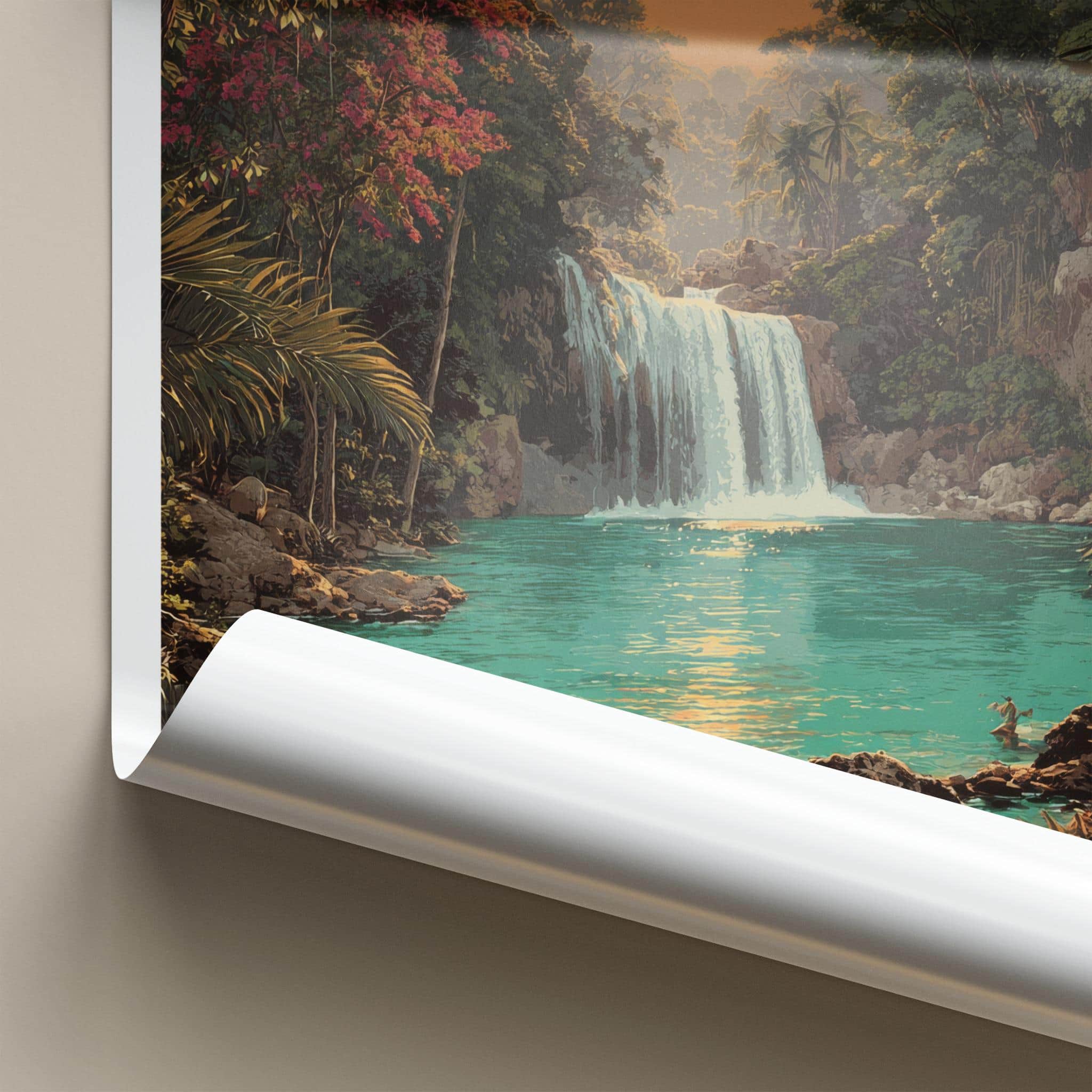 Kawasan Falls Poster - Philippines Travel Art - Lush Jungle Waterfall Home Decor