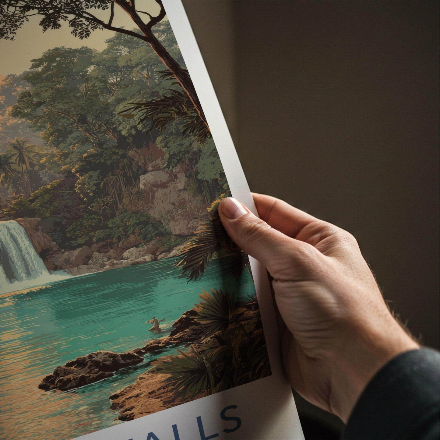 Kawasan Falls Poster - Philippines Travel Art - Lush Jungle Waterfall Home Decor