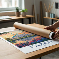 Kazan Poster - Russia Framed Print - Stunning Mosque Reflection Lounge Decor