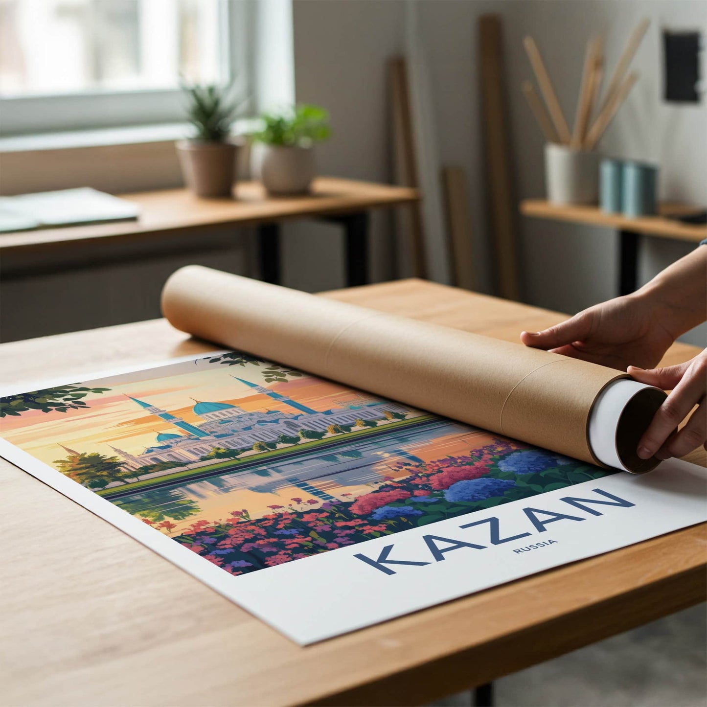 Kazan Poster - Russia Framed Print - Stunning Mosque Reflection Lounge Decor