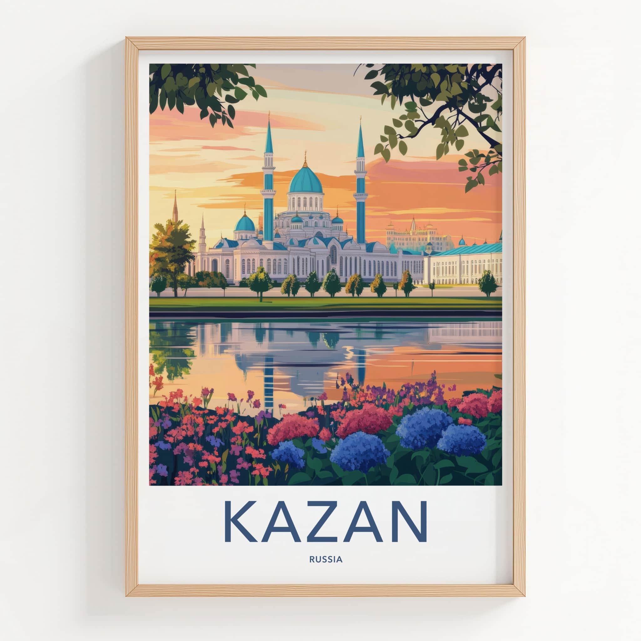Kazan Poster - Russia Framed Print - Stunning Mosque Reflection Lounge Decor