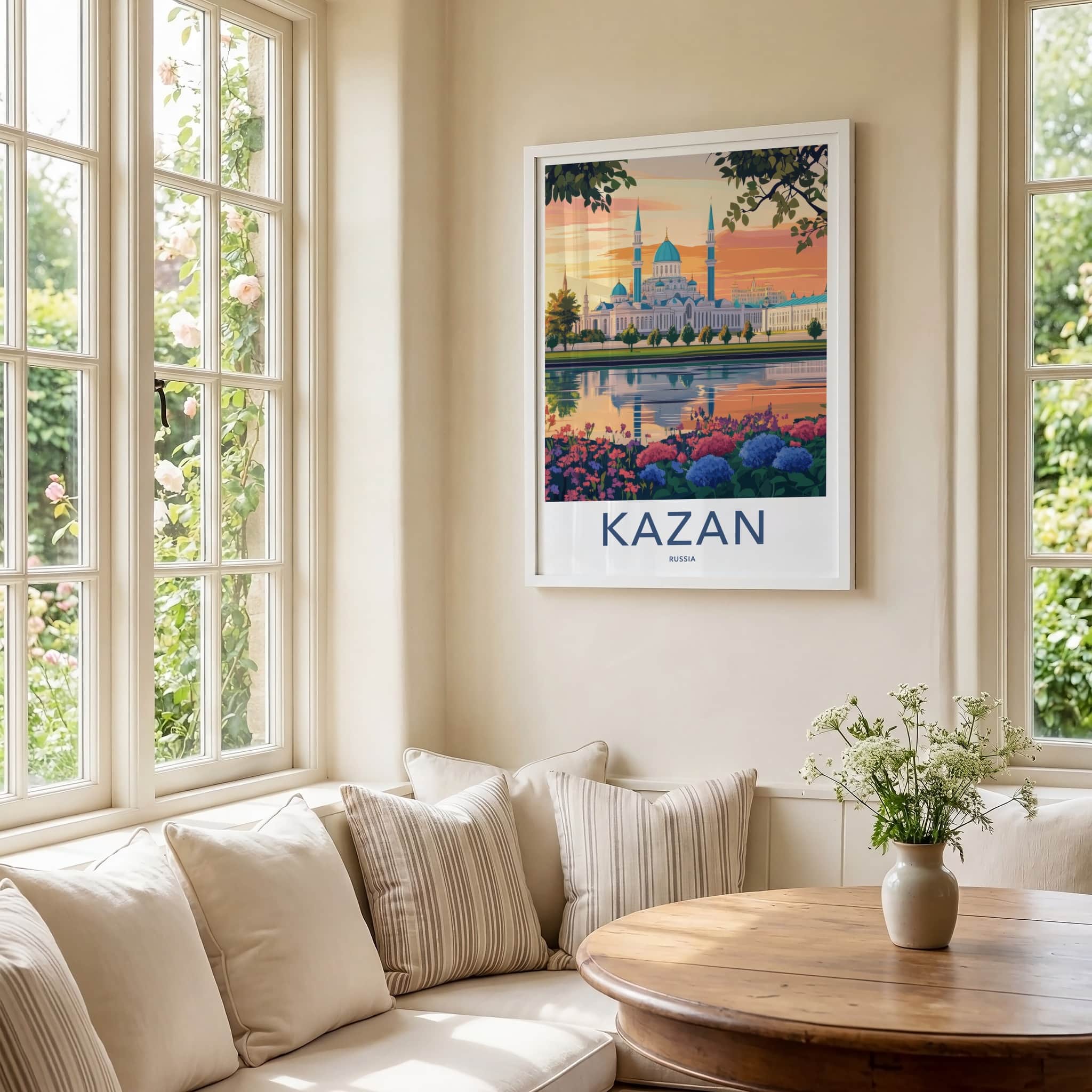 Kazan Poster - Russia Framed Print - Stunning Mosque Reflection Lounge Decor