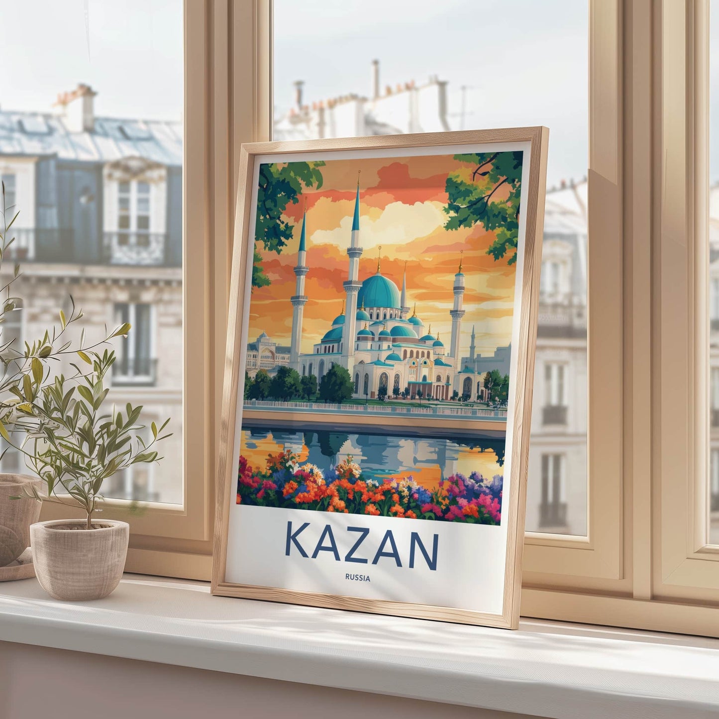 Kazan Poster - Russia Travel Art - Blue Domed Mosque Home Decor