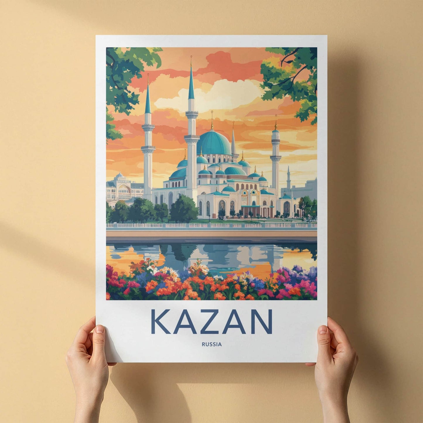 Kazan Poster - Russia Travel Art - Blue Domed Mosque Home Decor