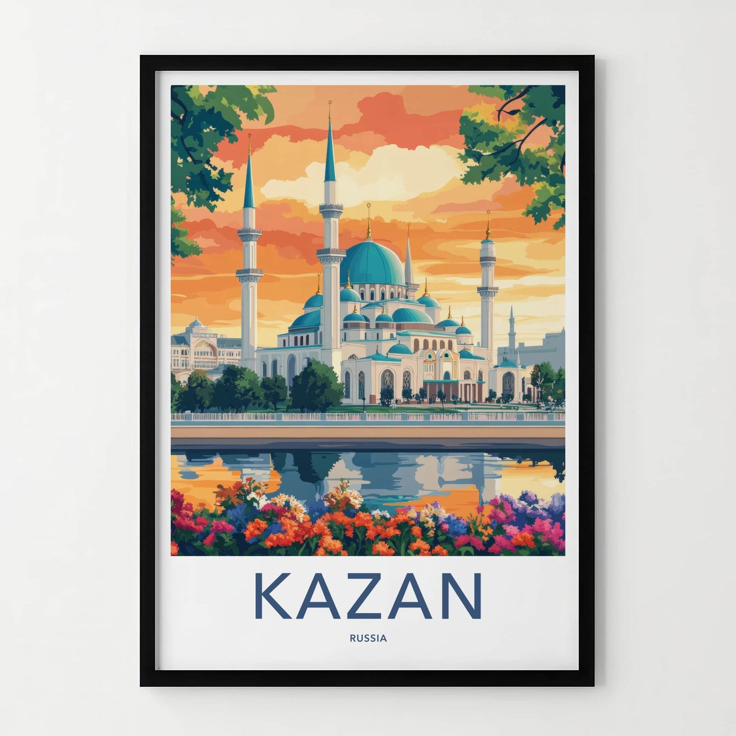 Kazan Poster - Russia Travel Art - Blue Domed Mosque Home Decor
