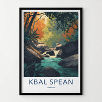 Kbal Spean Poster - Cambodia Travel Art - Jungle River Flowing Wall Decor