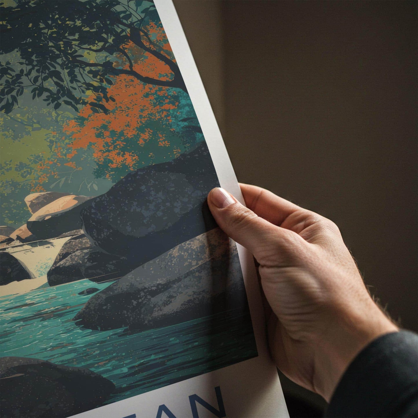 Kbal Spean Poster - Cambodia Travel Art - Jungle River Flowing Wall Decor