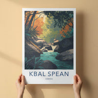 Kbal Spean Poster - Cambodia Travel Art - Jungle River Flowing Wall Decor