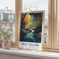 Kbal Spean Poster - Cambodia Travel Art - Jungle River Flowing Wall Decor