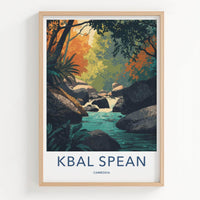 Kbal Spean Poster - Cambodia Travel Art - Jungle River Flowing Wall Decor