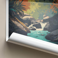 Kbal Spean Poster - Cambodia Travel Art - Jungle River Flowing Wall Decor