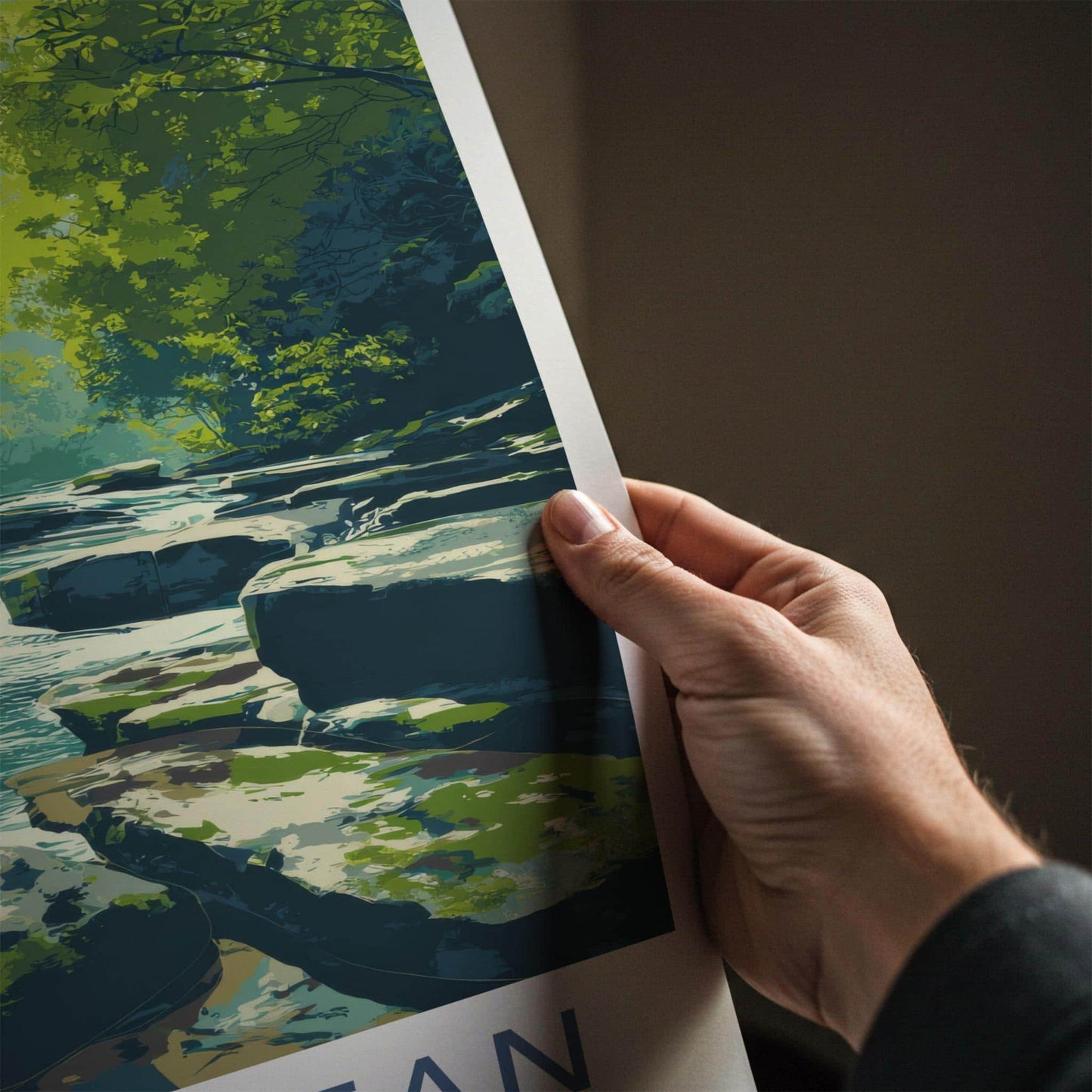 Kbal Spean Poster - Cambodia Travel Art - Lush Forest Stream Home Decor
