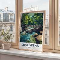 Kbal Spean Poster - Cambodia Travel Art - Lush River Rocks Home Decor