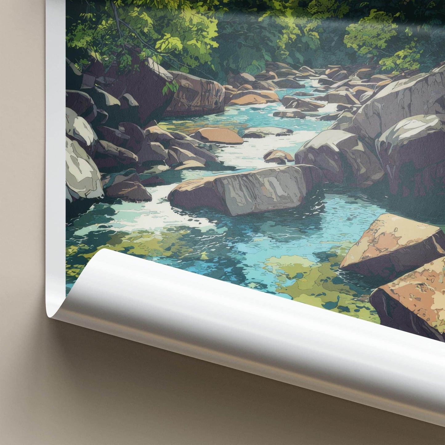 Kbal Spean Poster - Cambodia Travel Art - Lush River Rocks Home Decor