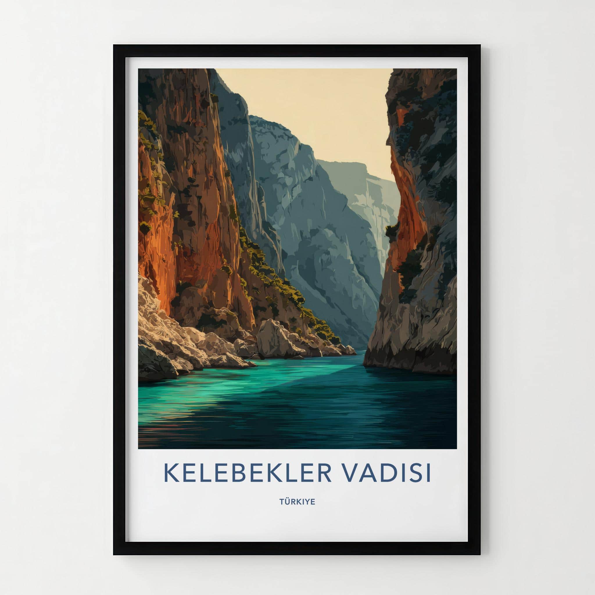 Kelebekler Vadisi Poster - Turkey Travel Art - Canyon Water Cliffs Wall Decor