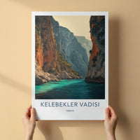 Kelebekler Vadisi Poster - Turkey Travel Art - Canyon Water Cliffs Wall Decor