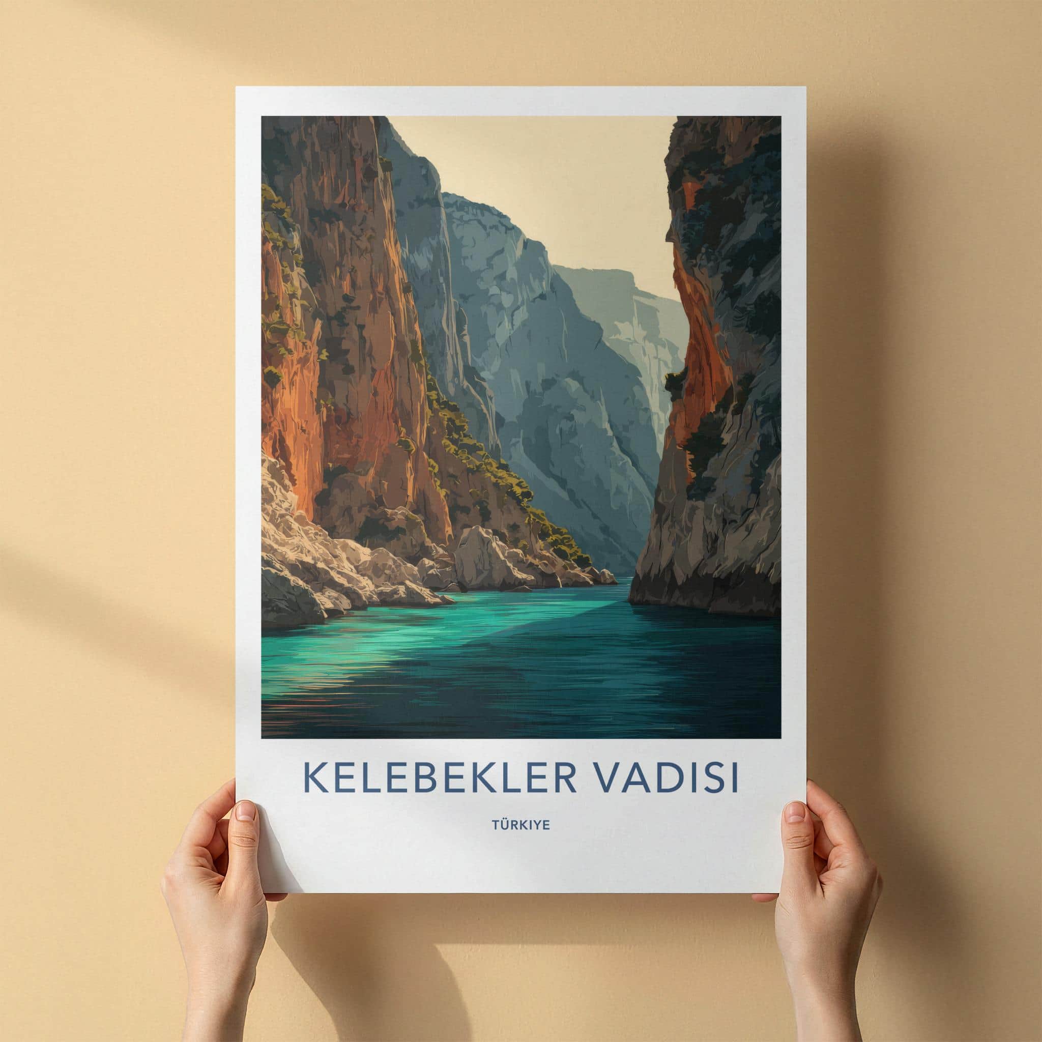 Kelebekler Vadisi Poster - Turkey Travel Art - Canyon Water Cliffs Wall Decor