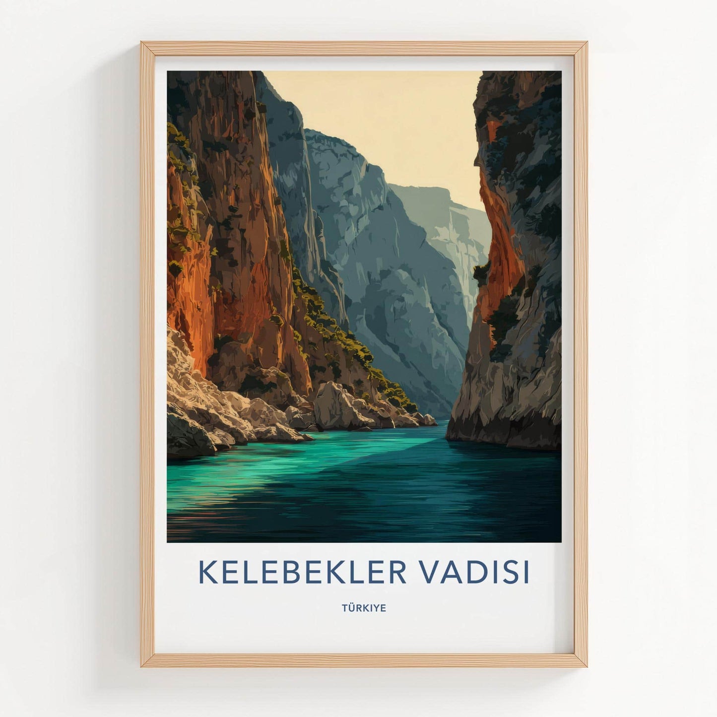 Kelebekler Vadisi Poster - Turkey Travel Art - Canyon Water Cliffs Wall Decor