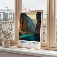 Kelebekler Vadisi Poster - Turkey Travel Art - Canyon Water Cliffs Wall Decor