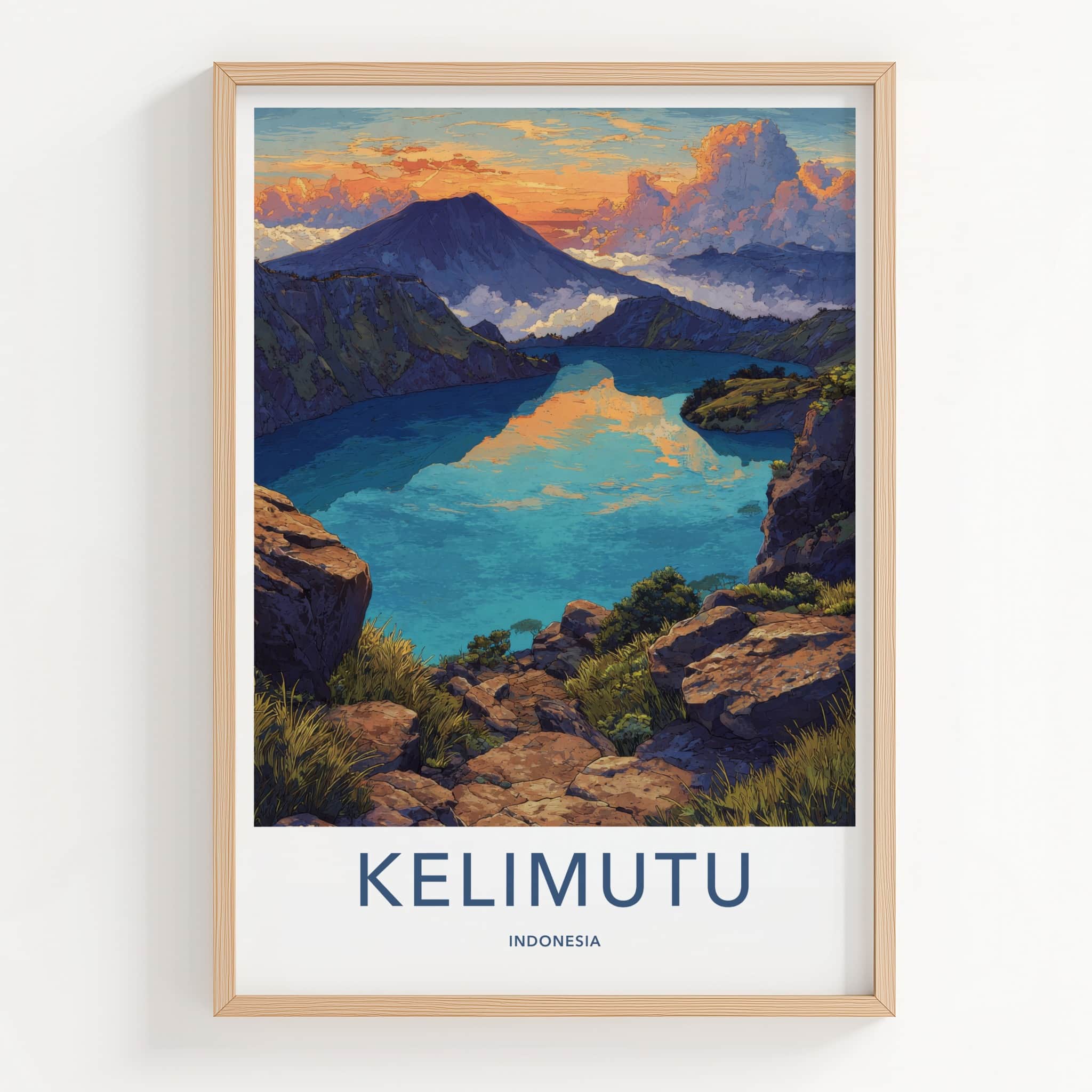 Kelimutu Poster - Indonesia Art Print - Volcanic Crater Lakes Home Decor